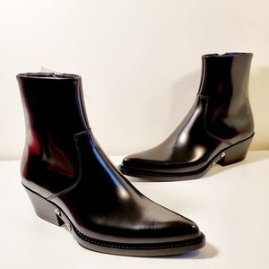 CALVIN KLEIN Tiesa Glossed-Leather Boots